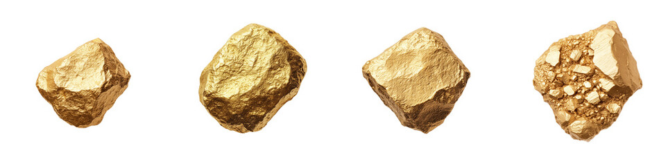 Obraz premium Gold Nuggets on Transparent Background