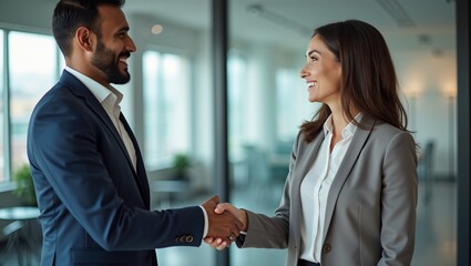 Fototapeta premium Diverse Business Partnership in Modern Boardroom Setting