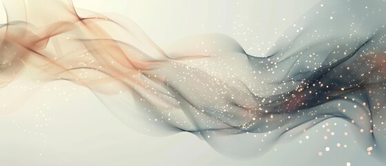 Fototapeta premium Abstract wave design featuring soft colors and glowing particles, perfect for backgrounds or artistic projects.