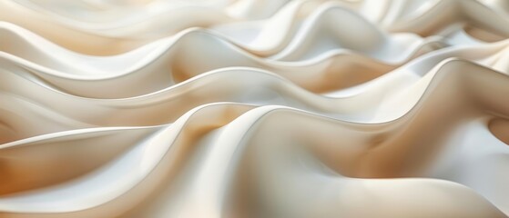 Obraz premium An elegant close-up view of soft fabric waves, showcasing smooth textures and gentle curves in subtle tones.