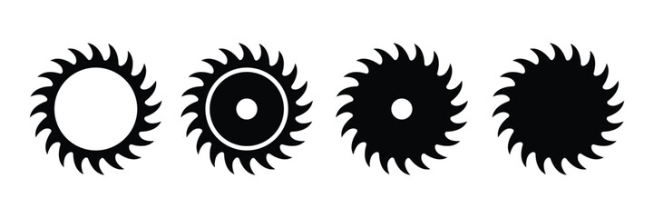 Circular saw blade vector icon, Simple flat illustration of woodwork equipment, Black silhouette. Symbol for concrete cutting.