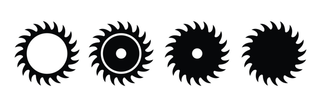 Circular saw blade vector icon, Simple flat illustration of woodwork equipment, Black silhouette. Symbol for concrete cutting.