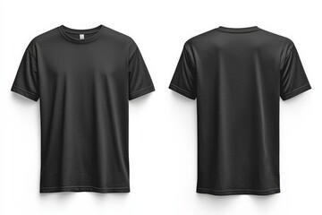 Black Tshirt Mockup Front and Back Isolated created with Generative AI