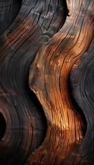 Fototapeta premium A close-up view of textured wood showcasing natural patterns and warm tones, perfect for backgrounds or design elements.