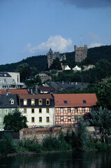 View of castle Klopp along the Rhine river in Bingen, Rhineland-Palatinate, Germany during 2000s