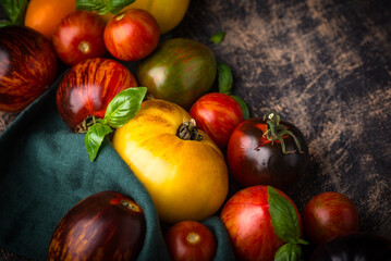 Assortment of different color tomatoes
