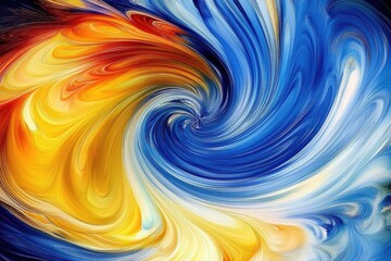 Vibrant swirling abstract pattern in dynamic blue and yellow colors