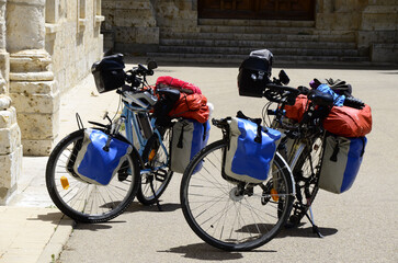 Bicycles prepared for touring and cyclotourism in natural places. © Angel Jaime 