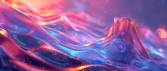 Obraz premium A vibrant abstract image showcasing colorful flowing waves with glossy textures, perfect for artistic backgrounds.