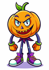 Spooky Pumpkin Character Vector Illustration