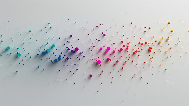 A minimalist scatter plot using just a few colorful dots placed on a simple, light gray background, each dot casting a subtle shadow