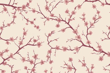 Fototapeta premium Blossoming cherry branches pattern on pastel background
