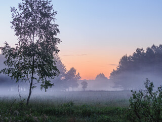 misty morning sunrise