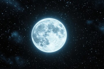 Naklejka premium Full moon glowing brightly starry night sky