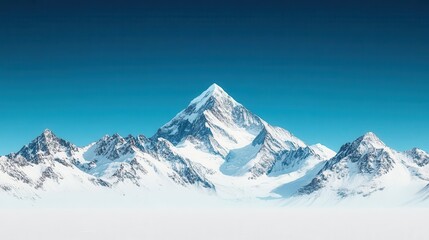 Obraz premium Snow-capped mountains under a clear blue sky, winter weather, cold and majestic
