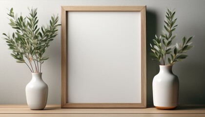 Fototapeta premium Poster mockup with rustic wooden frame