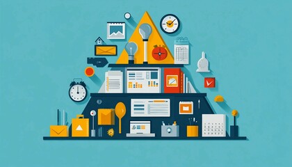 The Productivity Pyramid: Mastering Time Management, various levels representing different aspects of time management, Time Management 