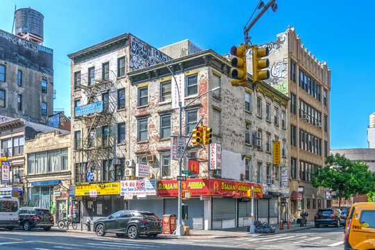 New York City, United States - May-26-2024, Residential and commercial building in the Lower East Side of Manhattan