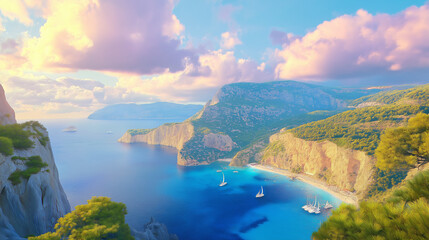 Naklejka premium Navagio Beach is beautiful, the sky is clear, the sea water is beautiful, the beach is beautiful, the weather is good.