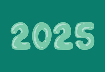 2024 Happy New Year Typography Design Cyan Abstract Vector Illustration