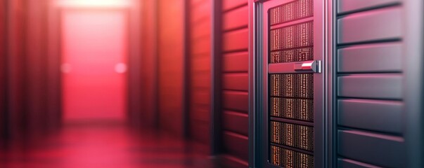 Digital ledger security represented by a vault with blockchain codes on its doors, blockchain, cybersecurity, dark and metallic hues