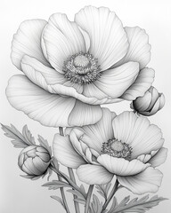 Fototapeta premium Flowers for coloring.