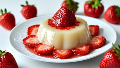 Strawberry-flavored pudding, a dessert that can be enjoyed at formal events