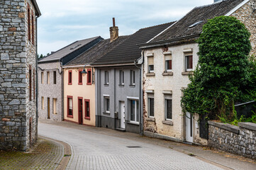 Lontzen, Walloon region, Belgium  - Old residential houses in a bending street of the village