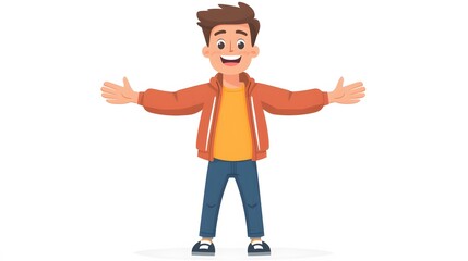 Fototapeta premium Happy Boy With Open Arms Welcoming.