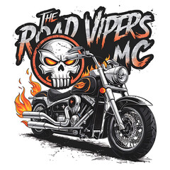 Fototapeta premium A illustration of poster for a motorcycle with a skull on it.