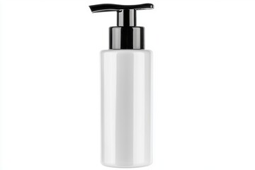 Obraz premium Blank white dispenser bottle with black pump isolated on white