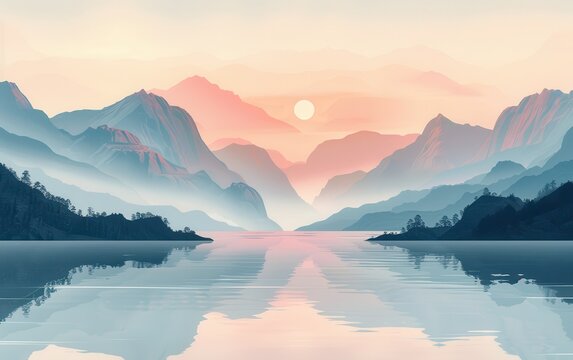 Serene Mountain Lake at Dawn
