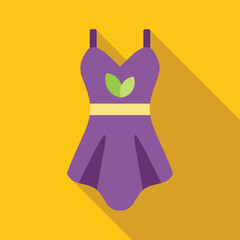 This vector illustration shows a purple dress with a green leaf design, symbolizing sustainable and ethical fashion choices