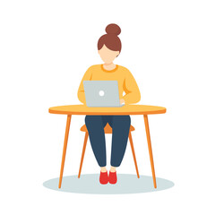 Girl in a cafe working on table