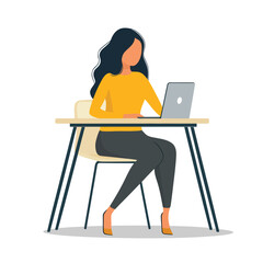 Girl in a cafe working on table