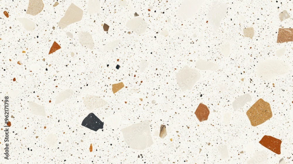 Wall mural Neutral terrazzo pattern background with variety of chips