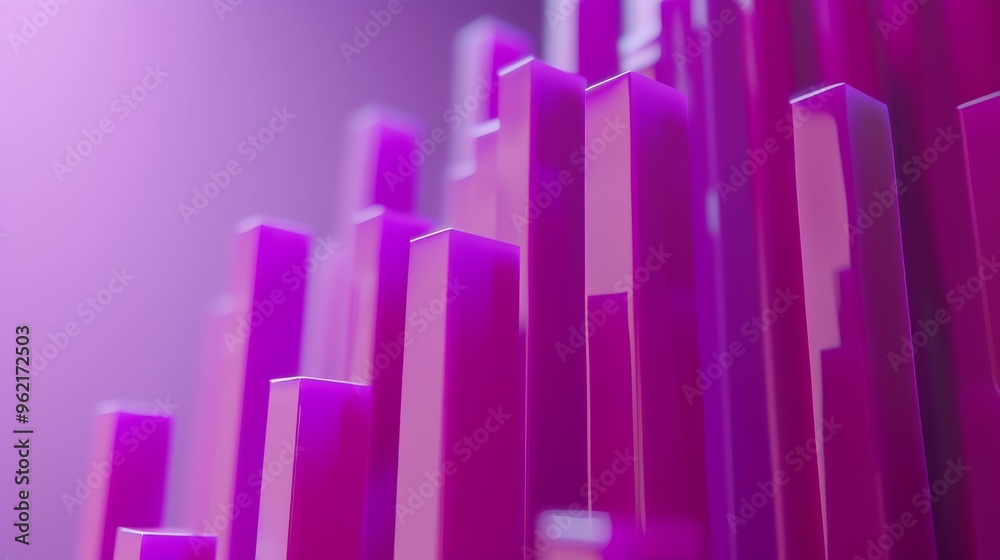 Fototapete an abstract arrangement of purple 3d bars emerging from a violet background. the futuristic design c