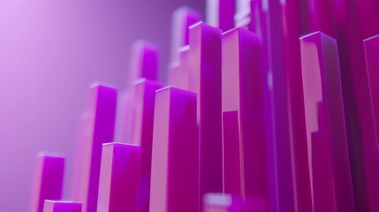 Obraz premium An abstract arrangement of purple 3D bars emerging from a violet background. The futuristic design creates a dynamic and modern visual, perfect for themes related to technology, innovation, and