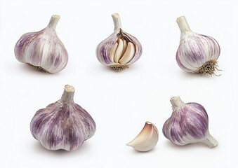 multiple garlic bulbs on a white background
