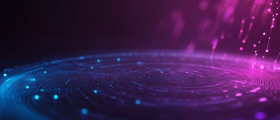 A blue and purple background with a spiral design