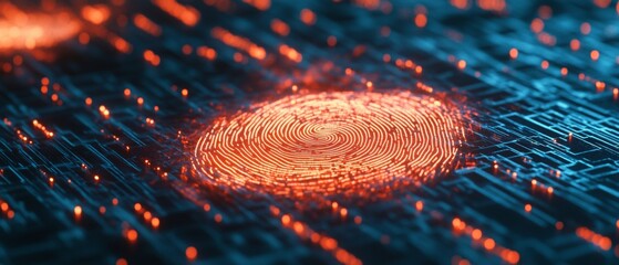 A close up of a fingerprint with a blue background