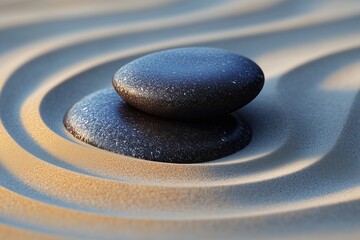 Japanese ZEN garden with textured sand