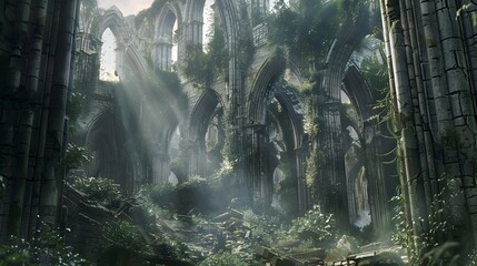 Overgrown Ruins of an Ancient Cathedral