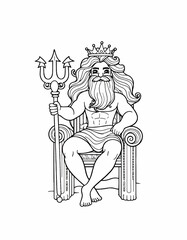 Male mermaid. Triton. Coloring page for children.