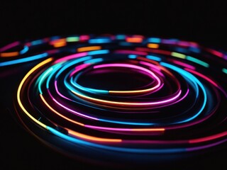 Fototapeta premium abstract neon glowing colorful light on black background