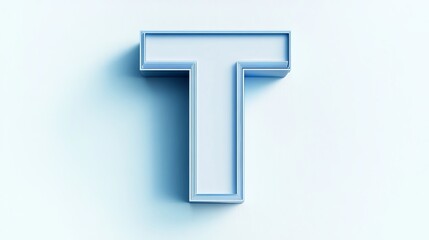 3D letter "T" isolated on white background, element of the alphabet, blue