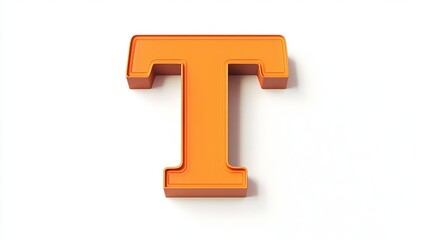 3D letter "T" isolated on white background, element of the alphabet.