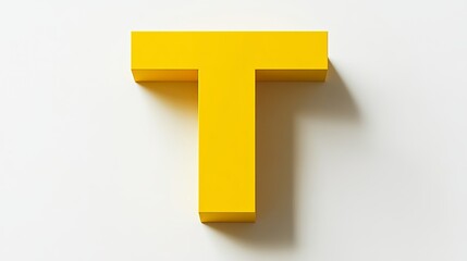 3D letter "T" standing alone on a white background, element of the alphabet.