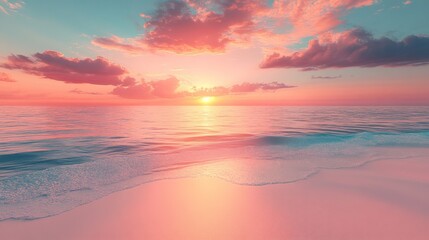 Fototapeta premium A tropical sunset gradient transitioning from vibrant turquoise to coral capturing the essence of a warm evening on a distant beach ideal for bold and energetic designs