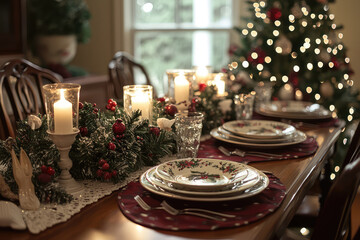 A Festive Christmas Table Setting, Ready for a Magical Dinner